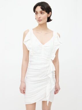 ISABEL MARANT ÉTOILE White Linen Ruffle Mini Dress FR 38 / US 6